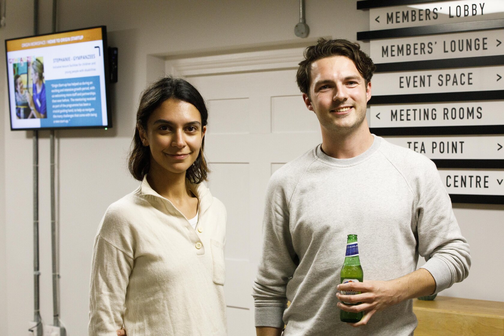 Being able to learn from mentors or other team members is powerful for new founders. 📷 Greener co-founders Mehrnaz and Dan network after The Pitch semi final in Bristol