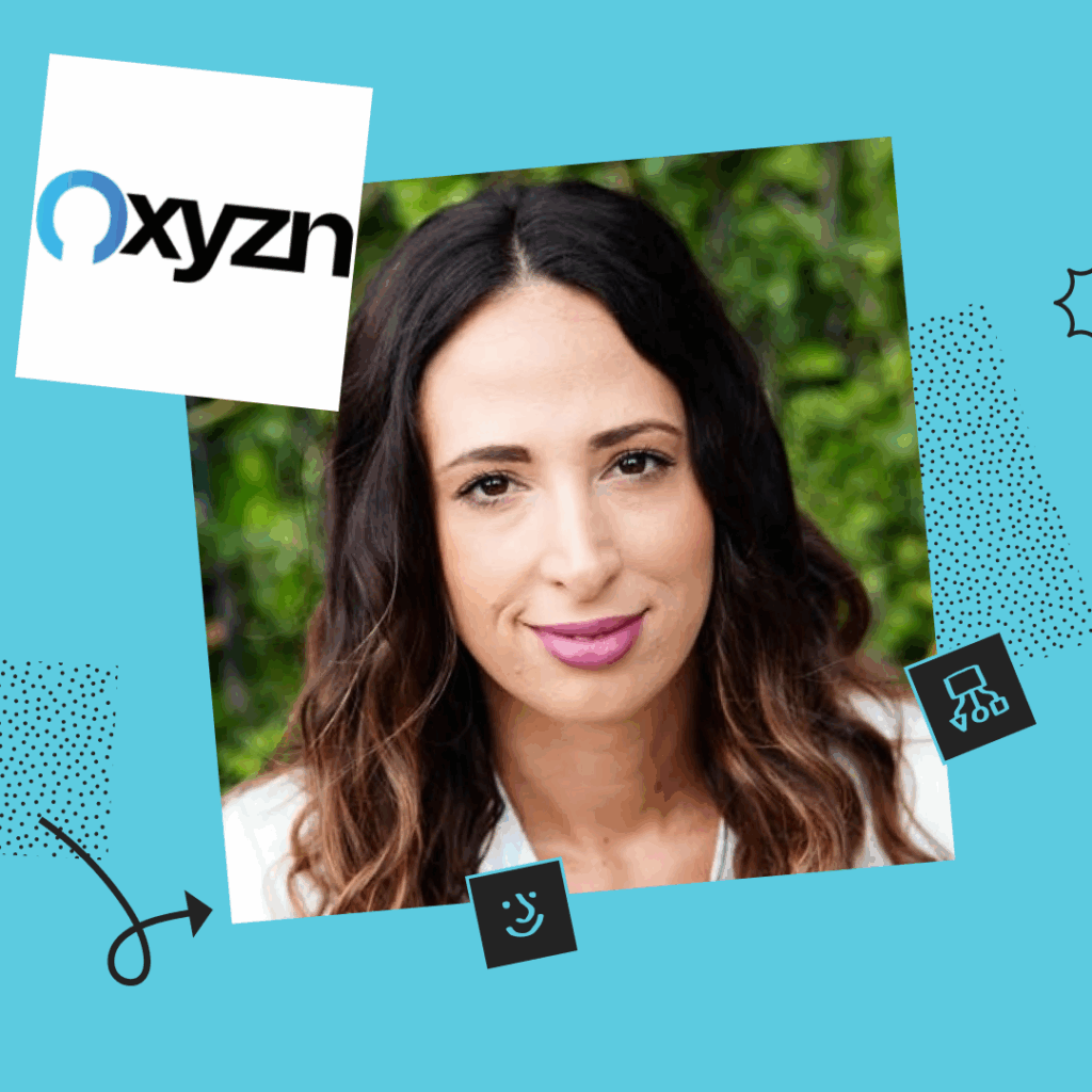 Alexandra Kafka next to Oxyzn logo