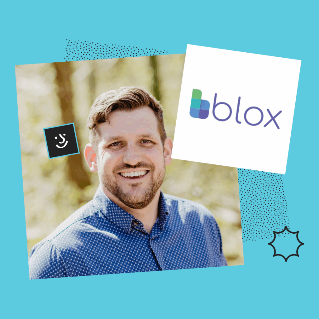 Simon Ritchie next to Blox logo